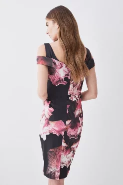 Budget 🥰 Karen Millen Italian Structured Stretch Midnight Orchid Pencil Midi 👗 Dress ✨ -PARTY DRESSES Sales Store bkk08183 floral xl 2