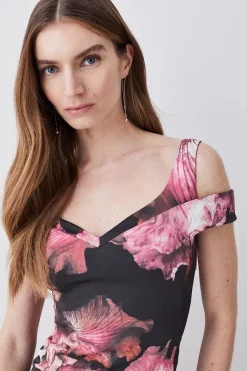 Budget 🥰 Karen Millen Italian Structured Stretch Midnight Orchid Pencil Midi 👗 Dress ✨ -PARTY DRESSES Sales Store bkk08183 floral xl 4