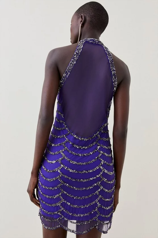 Brand new β€οΈ Karen Millen Tall Draped Beaded High Neck Mini π Dress π₯° 5 Brand new β€οΈ Karen Millen Tall Draped Beaded High Neck Mini π Dress π₯° - Image 3