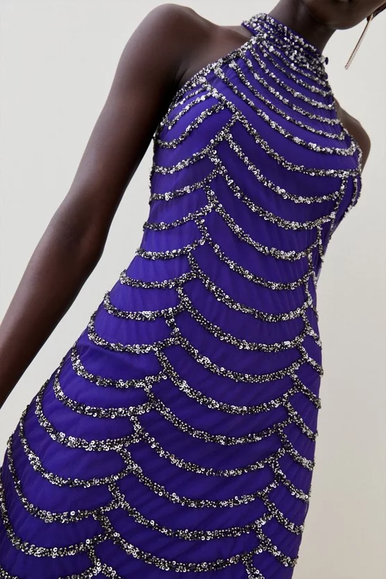 Brand new β€οΈ Karen Millen Tall Draped Beaded High Neck Mini π Dress π₯° 6 Brand new β€οΈ Karen Millen Tall Draped Beaded High Neck Mini π Dress π₯° - Image 4