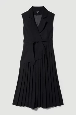 Discount 🌟 Karen Millen Military Pleat Sleeveless Midi 👗 Dress 🔔 -PARTY DRESSES Sales Store bkk08674 black xl 3