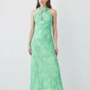 Discount 🌟 Karen Millen Tall Metallic Iridescent Column Midi 👗 Dress 👏 -PARTY DRESSES Sales Store bkk08992 green xl