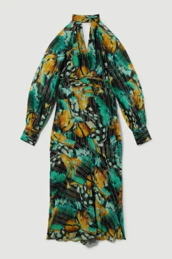 Discount 🌟 Karen Millen Tall Metallic Iridescent Column Midi 👗 Dress 👏 -PARTY DRESSES Sales Store bkk08992 green xl 3