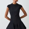 Deals 🧨 Karen Millen High Neck Crepe Full 👗 Skirted Mini 👗 Dress 🎉 -PARTY DRESSES Sales Store bkk09295 black xl