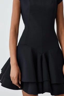 Deals 🧨 Karen Millen High Neck Crepe Full 👗 Skirted Mini 👗 Dress 🎉 -PARTY DRESSES Sales Store bkk09295 black xl 4