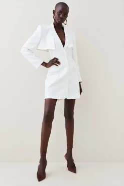 Coupon ✨ Karen Millen Compact Stretch Two Piece Tailored Mini 👗 Dress 👍 -PARTY DRESSES Sales Store womens aqua compact stretch two piece tailored mini dress