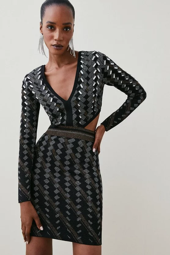 Budget π Karen Millen Cutout Embellished Geo Jacquard Knit Mini π Dress π 7 Budget π Karen Millen Cutout Embellished Geo Jacquard Knit Mini π Dress π - Image 5
