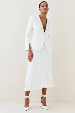 Best reviews of 🤩 Karen Millen Embellish Collar Sparkle Boucle Pleated Midi 👗 Dress 🎉 -PARTY DRESSES Sales Store womens black embellish collar sparkle boucle pleated midi dress