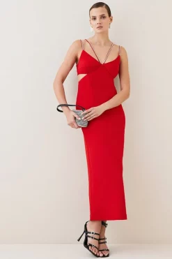 Cheapest 😉 Karen Millen Figure Form Crystal Embellished Midi 👗 Dress 🌟 -PARTY DRESSES Sales Store womens black figure form crystal embellished midi dress