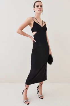 Best reviews of ✨ Karen Millen Petite Figure Form Crystal Embellished Midi ⌛ -PARTY DRESSES Sales Store womens black petite figure form crystal embellished midi