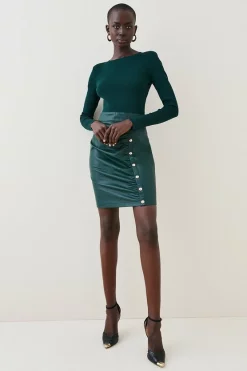 Brand new π Karen Millen Pu And Knit Mix Mini π Dress π 14 Brand new π Karen Millen Pu And Knit Mix Mini π Dress π -PARTY DRESSES Sales Store womens black pu and knit mix mini dress