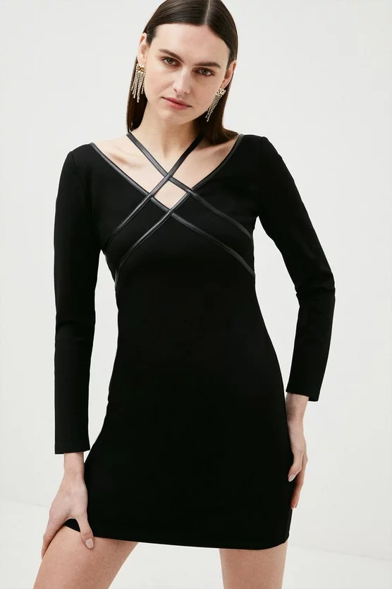 Wholesale π Karen Millen Pu Trim Detail Pencil Jersey π Dress π 8 Wholesale π Karen Millen Pu Trim Detail Pencil Jersey π Dress π - Image 6