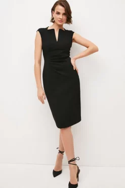 Wholesale 😉 Karen Millen Structured Crepe Envelope Neck Pencil Midi 👗 Dress 🌟 -PARTY DRESSES Sales Store womens black structured crepe envelope neck pencil midi dress 4