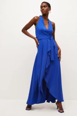 Wholesale π― Karen Millen Soft Tailored Waterfall Halter Maxi π Dress π₯° 16 Wholesale π― Karen Millen Soft Tailored Waterfall Halter Maxi π Dress π₯° -PARTY DRESSES Sales Store womens blue soft tailored waterfall halter maxi dress 2