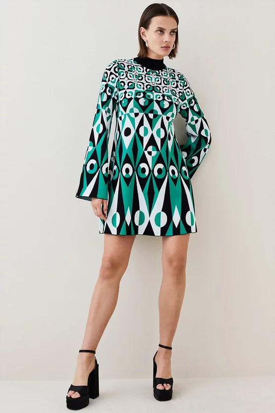 Flash Sale π Karen Millen Embellished Geo Jacquard Swing Mini π Dress 𧨠8 Flash Sale π Karen Millen Embellished Geo Jacquard Swing Mini π Dress 𧨠- Image 6