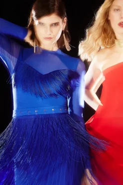 Cheap π Karen Millen Fringed Ponte Mesh Detail Mini π Dress β 13 Cheap π Karen Millen Fringed Ponte Mesh Detail Mini π Dress β -PARTY DRESSES Sales Store womens cobalt fringed ponte mesh detail mini dress