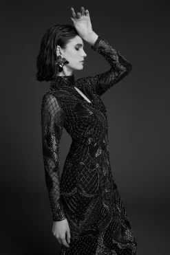 Flash Sale 😉 Karen Millen Beaded And Embroidery Key Hole Maxi 👗 Dress ✨ -PARTY DRESSES Sales Store womens copper beaded and embroidery key hole maxi dress