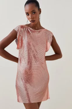 Promo π Karen Millen Slinky Chainmail Ruched Cap Sleeve Mini π Dress π 13 Promo π Karen Millen Slinky Chainmail Ruched Cap Sleeve Mini π Dress π -PARTY DRESSES Sales Store womens copper slinky chainmail ruched cap sleeve mini dress