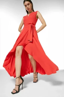 Deals ✨ Karen Millen Soft Tailored Waterfall Maxi 👗 Dress ✨ -PARTY DRESSES Sales Store womens coral soft tailored waterfall maxi dress 2