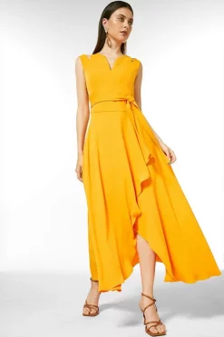 Deals ✨ Karen Millen Soft Tailored Waterfall Maxi 👗 Dress ✨ -PARTY DRESSES Sales Store womens coral soft tailored waterfall maxi dress 6