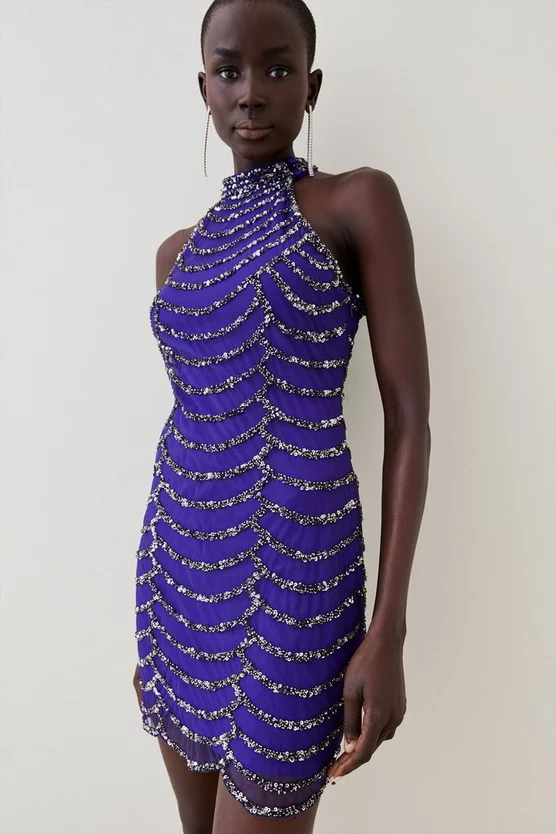 Brand new β€οΈ Karen Millen Tall Draped Beaded High Neck Mini π Dress π₯° 8 Brand new β€οΈ Karen Millen Tall Draped Beaded High Neck Mini π Dress π₯° - Image 6