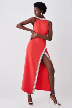 Best deal π Karen Millen Crystal Embellished Woven Thigh Split Maxi β€οΈ 17 Best deal π Karen Millen Crystal Embellished Woven Thigh Split Maxi β€οΈ -PARTY DRESSES Sales Store womens fuchsia crystal embellished woven thigh split maxi