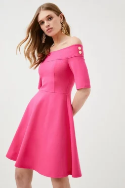 Best reviews of 🎁 Karen Millen Ponte Rivet Detail Jersey Skater Mini 👗 Dress 👍 -PARTY DRESSES Sales Store womens fuchsia ponte rivet detail jersey skater mini dress 1