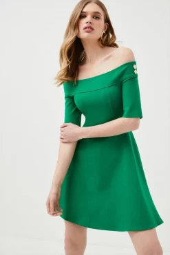 Best reviews of 🎁 Karen Millen Ponte Rivet Detail Jersey Skater Mini 👗 Dress 👍 -PARTY DRESSES Sales Store womens fuchsia ponte rivet detail jersey skater mini dress