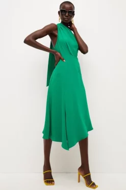 Coupon 🥰 Karen Millen Soft Tailored Sleeveless Midi 👗 Dress 🤩 -PARTY DRESSES Sales Store womens green soft tailored sleeveless midi dress 3