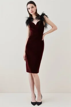 Best Pirce β¨ Karen Millen Velvet Feather Strap Midi π Dress π 13 Best Pirce β¨ Karen Millen Velvet Feather Strap Midi π Dress π -PARTY DRESSES Sales Store womens merlot velvet feather strap midi dress 1