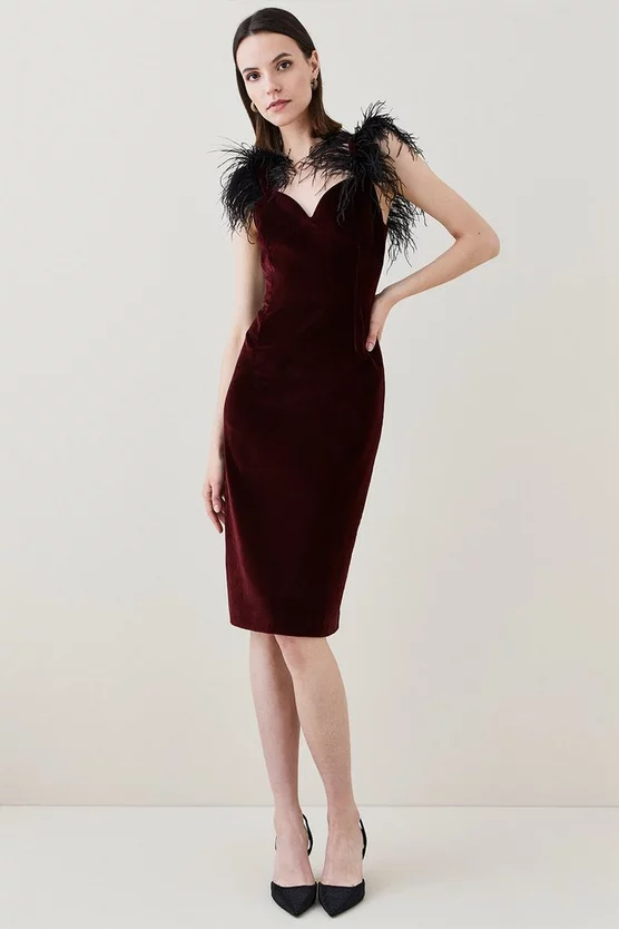 Best Pirce β¨ Karen Millen Velvet Feather Strap Midi π Dress π 8 Best Pirce β¨ Karen Millen Velvet Feather Strap Midi π Dress π - Image 6