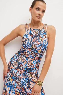 Best Pirce 🥰 Karen Millen Butterfly Print Jersey Crepe Maxi 👗 Dress ✨ -PARTY DRESSES Sales Store womens multi butterfly print jersey crepe maxi dress
