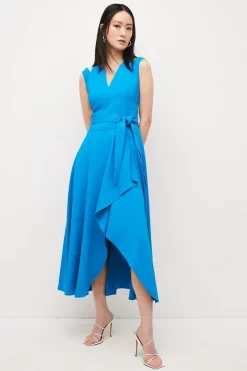 Best deal 🎁 Karen Millen Compact Stretch Viscose Waterfall Midaxi 👗 Dress 😍 -PARTY DRESSES Sales Store womens mustard compact stretch viscose waterfall midaxi dress 5
