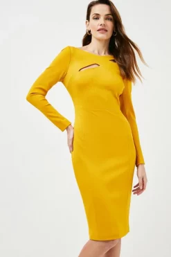 Budget βοΈ Karen Millen Italian Structured Rib Cross Over Pencil Midi π Dress β€οΈ 12 Budget βοΈ Karen Millen Italian Structured Rib Cross Over Pencil Midi π Dress β€οΈ -PARTY DRESSES Sales Store womens mustard italian structured rib cross over pencil midi dress