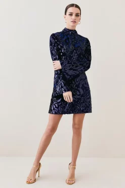 Cheap ๐งจ Karen Millen Petite Velvet Sequinned Woven Mini ๐ Dress ๐ 14 Cheap ๐งจ Karen Millen Petite Velvet Sequinned Woven Mini ๐ Dress ๐ -PARTY DRESSES Sales Store womens navy petite velvet sequinned woven mini dress