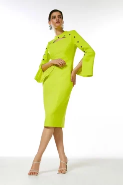 Wholesale ⌛ Karen Millen Stud Detail Split Sleeve Pencil Midi 👗 Dress 🔥 -PARTY DRESSES Sales Store womens red stud detail split sleeve pencil midi dress 5