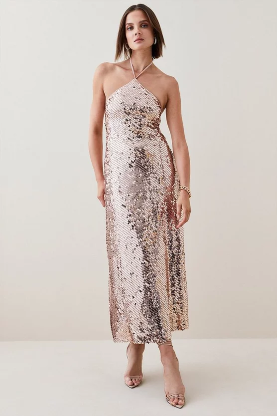 Budget β¨ Karen Millen Liquid Sequin Woven Halter π Dress β€οΈ 9 Budget β¨ Karen Millen Liquid Sequin Woven Halter π Dress β€οΈ - Image 7