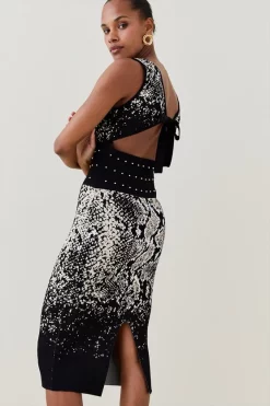 Discount 🎉 Karen Millen Snake Belted Knit Midi 👗 Dress 🥰 -PARTY DRESSES Sales Store womens snake snake belted knit midi dress
